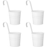 Zvd - lot de 4 pots de fleurs suspendus style shabby - en mtal - avec crochet - extrieur, balcon, jardin ...