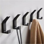 Zvd - lot de 5 crochets sans poinonnage - patre polyvalente pour salle de bain, cuisine, chambre (noir) ...