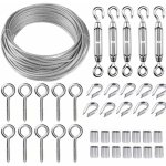 Kit cble mtallique acier inoxydable 30m / 2mm - tendeur fil robuste m5, rouleau de fil de clture, ...