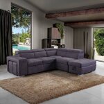 Mobilier deco - zyam - canap d'angle convertible avec rangement en tissu gris - angle droit