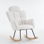 Redom - 055 chaise  bascule en tissu teddy doux, sige rembourr capitonn pour salon, chambre  coucher, ...