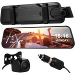 1 ensemble de cam�ra de tableau de bord avec r�troviseur et �cran tactile et cam�ra de recul avec enregistreme ...