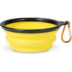 1 gamelle de voyage pliable jaune pour chien d'un diam�tre de 17. 5 cm pour eau et croquettes, gamelle ...