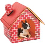 Dans 1 maison de chien et de lit de chien de brique rouge, nid d'animal familier mou chaud pliable antid�rapan ...