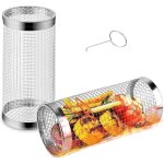 1 panier  grillades en acier inoxydable, panier  grillades rotatif  360 degrs pour les grillades ...