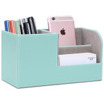 1 pc (vert)organisateur de bureau, rangement de bureau en cuir pot  crayons porte - stylo peu encombrant, ...