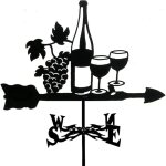 1 pcs girouette de jardin en forme de bouteille de vin, girouette en m�tal pour cour, indicateur de direction ...