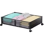 1 pcs rangement sous lit avec roulettes, tiroir tagre en mtal sac vetement caisse rangement pour dredons ...