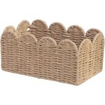 1 petit panier tiss�, organisateur de corde en papier � bord festonn� pour cuisine, salle de bain et ...