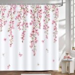1 pi�ce 180 x 180 cm avec 12 crochets rideau de douche sakura rose rideau de douche sakura spring tissu ...
