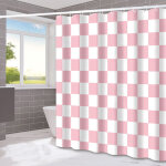 1 pi�ce de rideau de douche � carreaux roses et blancs, rideau de porte de s�paration, imperm�able, adapt� ...