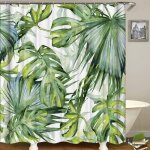 1 pice tissu vert (180 cm x 180 cm) rideau de douche plantes tropicales de palmier de la jungle rideau ...