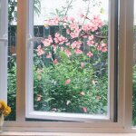 1 planche de stickers fen�tre branches de papillons et fleurs roses, 30 x 45 cm, visible recto verso, ...