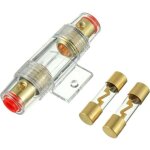 1 porte - fusible agu en ligne plaqu� or et 2 fusibles agu en verre plaqu� or 40a pour la protection ...
