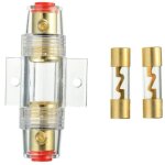 1 porte - fusible agu en ligne plaqu or et 2 fusibles agu en verre plaqu or 60a pour la protection ...