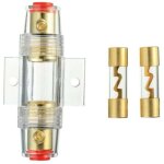 1 porte - fusible agu en ligne plaqu� or et 2 fusibles agu en verre plaqu� or 60a pour la protection ...