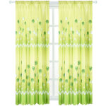 1 rideau en tulle brod� voile transparent vert - �charpe pour fen�tre - 100x200cm