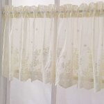 1 rideau en tulle, rideau en tulle jacquard, rideau bistrot style maison de campagne, tringle � rideau ...