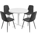 1 table ronde avec 4 chaises de salle � manger, ensemble de salle � manger, support en acier, montage ...