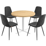1 table ronde avec 4 chaises de salle � manger, ensemble de salle � manger, support en acier, montage ...