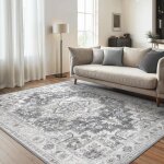 1 tapis de salon gris vintage, 40 x 60 cm, envers antid�rapant, lavable, poils ras, convient pour cuisines, ...