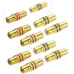 10 adaptateurs rca femellefemelle plaqu�s or, coupleurs pour audio et vid�o