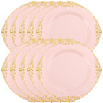 10 assiettes � salade / plats jetables rondes en plastique rose poudr� de 20 cm (8 pouces) avec bordure ...