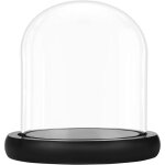 10 cm cloche en verre avec socle noir en bois - mini cloche en verre transparent pour lumi�res, plantes, ...