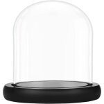 10 cm cloche en verre avec socle noir en bois - mini cloche en verre transparent pour lumi�res, plantes, ...