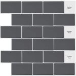 Memkey - 10 feuilles peel and stick on tiles metro subway carrelage mural auto - adhsif gris noir pour ...