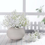 10 fleurs de gypsophile artificielles en polyur�thane (pu) et silice, blanches, pour bouquets de mari�e ...