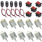 10 mini moteurs �lectriques 130 dc 1, 5 - 6 v 20000 tr / min + 5 interrupteurs bateau et 5 clips batterie ...