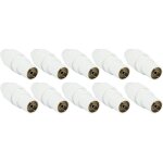 10 pcs blanc prise antenne tv fiche coaxiale m�le & femelle coupleur pour t�l�vision par c�ble iec tv ...
