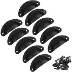 10 poign�es coquille vintage fer noir 8, 2x3, 5cm, pour meuble, tiroir, armoire, cuisine, placard