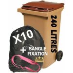 10 sacs poubelle 240l [ doublures de container 2 roues + sangle de fixation anti salissures - anti odeur ...