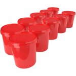Fixedbyu - 10 seaux avec couvercle en plastique seau vide poigne 15, 9l alimentaire rouge clair