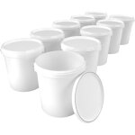 10 seaux avec couvercle seau vide en plastique poign�e en m�tal 15, 9 l qualit� alimentaire pp