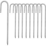 10 x 30cm ground anchor pegs, galvanised steel tent pegs, heavy duty anchor for tent, trampoline, awning, ...