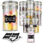10 x bocaux hermtique en verre avec tiquettes et craie 500ml