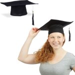 10 x chapeaux de dipl�m� avec pompon, pour bac, licence et master, chapeaux de c�r�monie, noir, en set ...