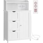 Vasagle ? meuble bas de salle de bain 100 cm ? 3 tiroirs, 1 porte, 2 �tag�res r�glables ? multiprise ...