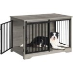 100 cm meuble cage chien interieur avec porte coulissante, 2 porte