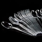 100 cuill�res en plastique transparent jetables, pour dessert, ap�ritif, glace, yaourt et soupe