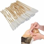 100 pcs coton tiges chien et chat, coton pour chien chats, coton tiges pour oreilles de chiens et chats, ...