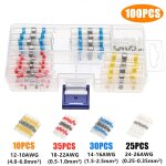 100 pi�ces joint de soudure connecteur de fil isol�s, 4 tailles 26 - 10 awg connecteurs bout avec gaine ...