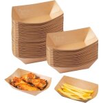 100 pi�ces vaisselle jetable forme de bateau barquette frite kraft barquette carton d�gradable boite ...