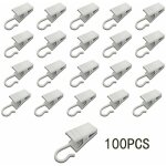 100 pinces � rideaux, crochets, lampes et d�corations de f�te en m�tal (blanc)