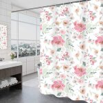 100 x 180cm rideau de douche avec 6 crochets s�chage rapide(manoir des roses), tissu polyester imperm�able ...
