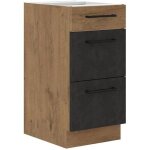 1000brico - meuble casserolier rock - 3 tiroirs - chene lancelot et gris matera - l40 x h82