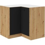 1000brico - modena - meuble bas d'angle - 2 portes - 89 x 89 x 82 cm - chene artisan / noir mat - plan ...